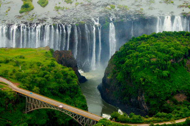Victoria Falls bridge and falls